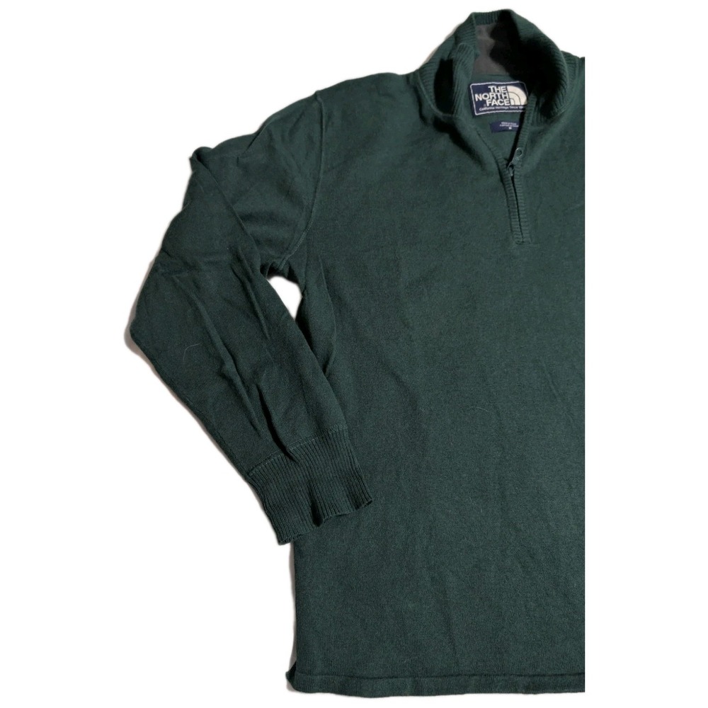 The North Face Heritage Knit 1/4 Zip‎ Sweater Mens M Green Wool Blend - Picture 3 of 9